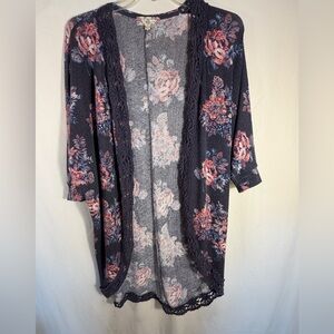 Pink Rose Floral Knit Sweater